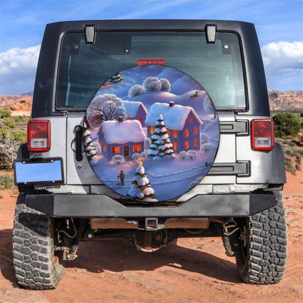 Christmas Tire Cover, Snowy Town At Christmas Eve Tire Cover, Spare Tire Cover, Tire Covers For Cars