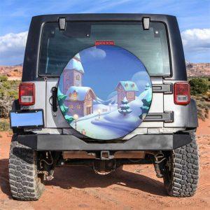 Christmas Tire Cover, Town At Christmas Eve…