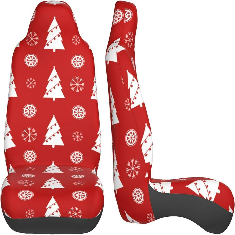 Christmas Trees Snowflake Car Seat Covers Vehicle Front Seat Covers, Christmas Car Seat Covers