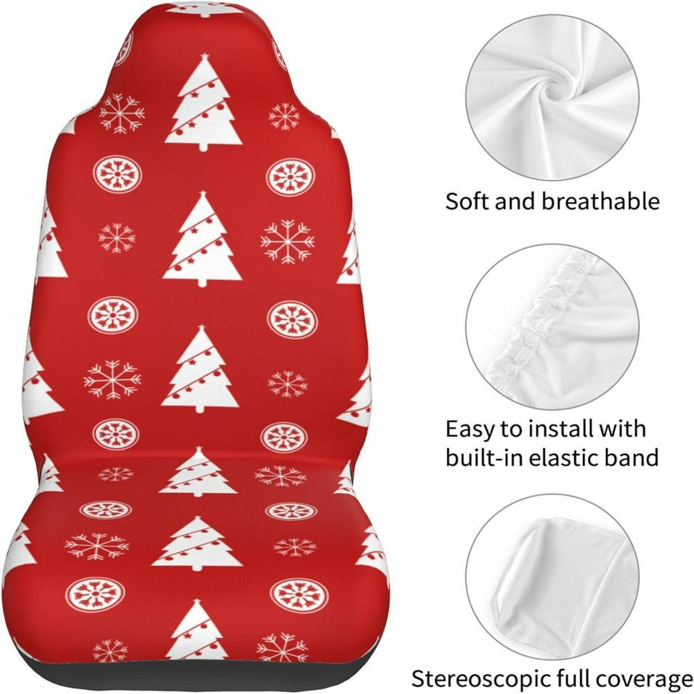 Christmas Trees Snowflake Car Seat Covers Vehicle Front Seat Covers, Christmas Car Seat Covers