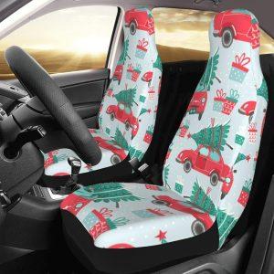 Christmas Truck Tree Car Seat Covers Vehicle Front Seat Covers, Christmas Car Seat Covers