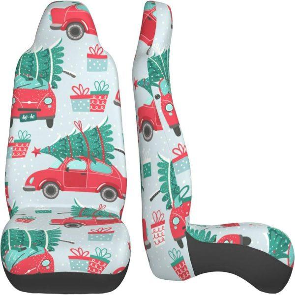 Christmas Truck Tree Car Seat Covers Vehicle Front Seat Covers, Christmas Car Seat Covers