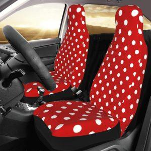 Christmas White Dot Car Seat Covers Vehicle Front Seat Covers, Christmas Car Seat Covers