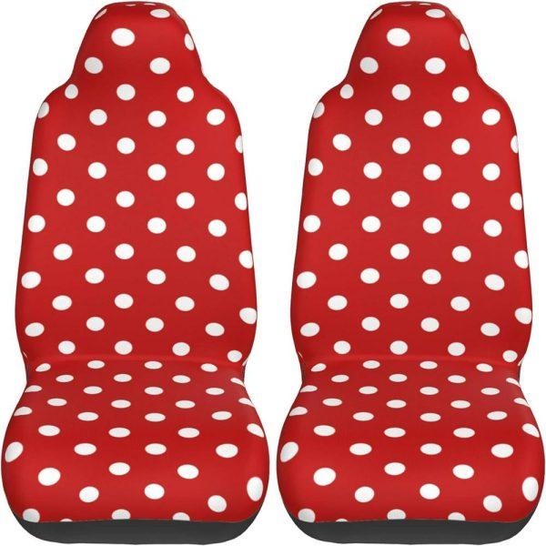 Christmas White Dot Car Seat Covers Vehicle Front Seat Covers, Christmas Car Seat Covers
