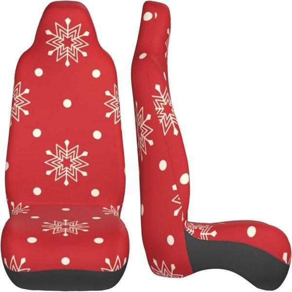 Christmas White Snowflakes Car Seat Covers Vehicle Front Seat Covers, Christmas Car Seat Covers