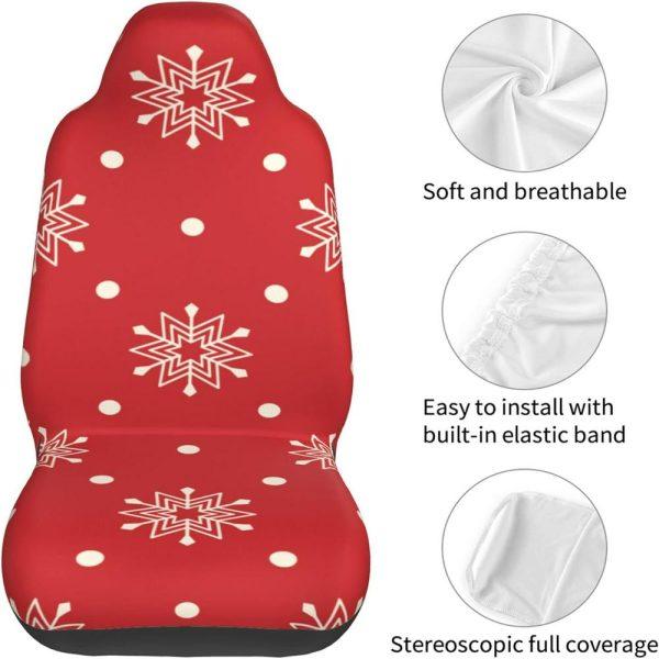 Christmas White Snowflakes Car Seat Covers Vehicle Front Seat Covers, Christmas Car Seat Covers