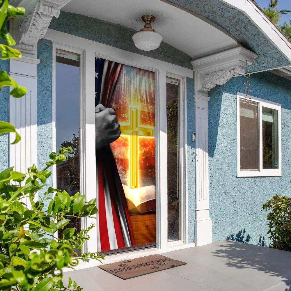 Cross On Bible Door Cover, Gift For Christian Cross On Bible Door Cover, Gift For Christian