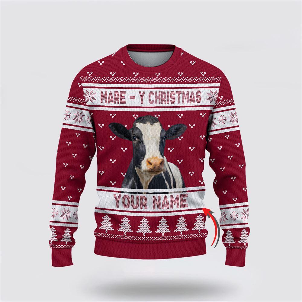 Custom Name Holstein Mare Y Christmas Ugly Sweater, Gifts For Farmers, Rural Lovers Custom Name Holstein Mare Y Christmas Ugly Sweater, Gifts For Farmers, Rural Lovers
