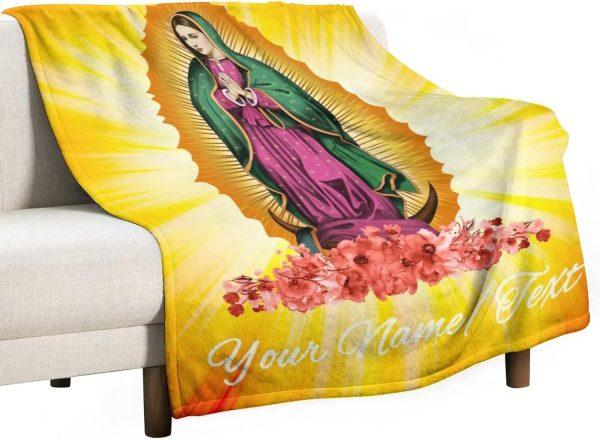 Peace and comfort from Mary Custom Name Christian Quilt Blanket, Christian Blanket Gift For Believers