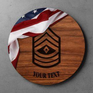 Custom Round Wood Sign, US Army USA…