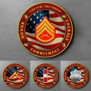 Custom Wood Sign US Army The Few The Pround Round Wood Sign Personalized Rank Army For Military Personnel 2 bziekt.jpg
