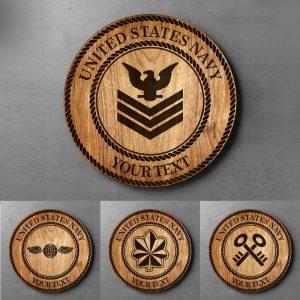 Custom Wood Sign United States Navy Round Wood Sign Personalized Name And Rank Army For Military Personnel 2 owhimz.jpg