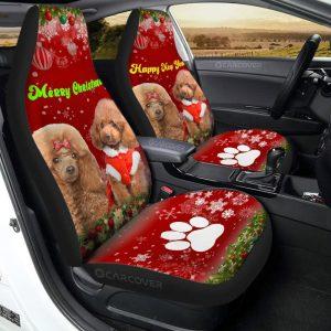 Cute Couple Poodles Car Seat Covers, Christmas Car Seat Covers