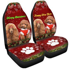 Cute Couple Poodles Car Seat Covers Christmas Car Seat Covers 3 rdgswb.jpg