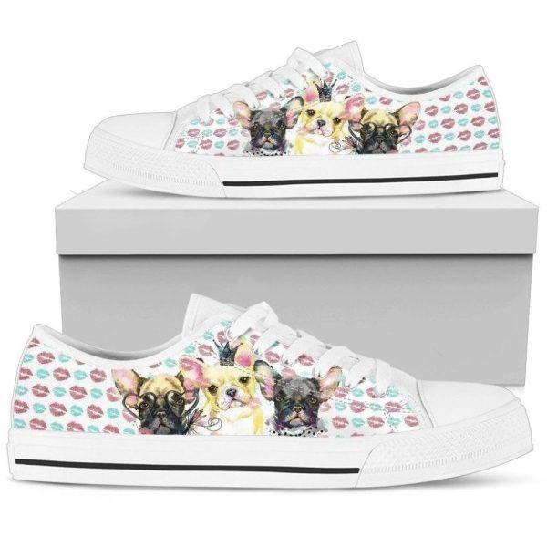 Cute French Bulldog Women’s Sneakers Low Top Shoes, Gift For Dog Lover