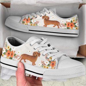 Dachshund Dog Embroidery Floral Low Top Shoes…