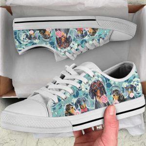 Dachshund Dog Flowers Pattern Low Top Shoes…