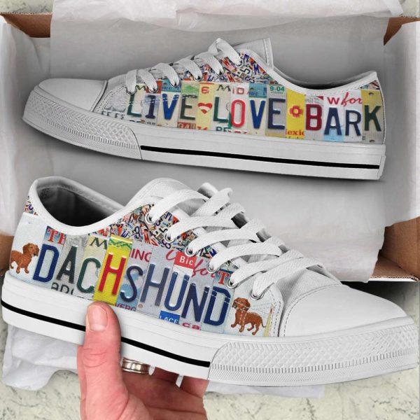 Dachshund Dog Live Love Bark License Plates Low Top Shoes, Gift For Dog Lover