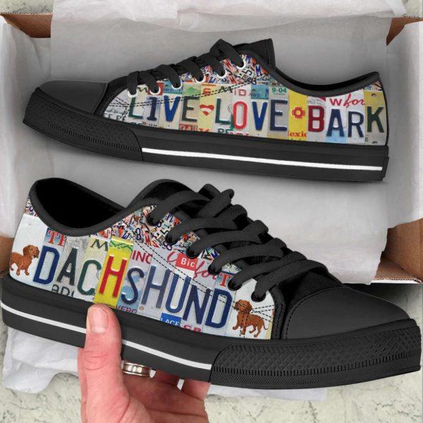 Dachshund Dog Live Love Bark License Plates Low Top Shoes, Gift For Dog Lover