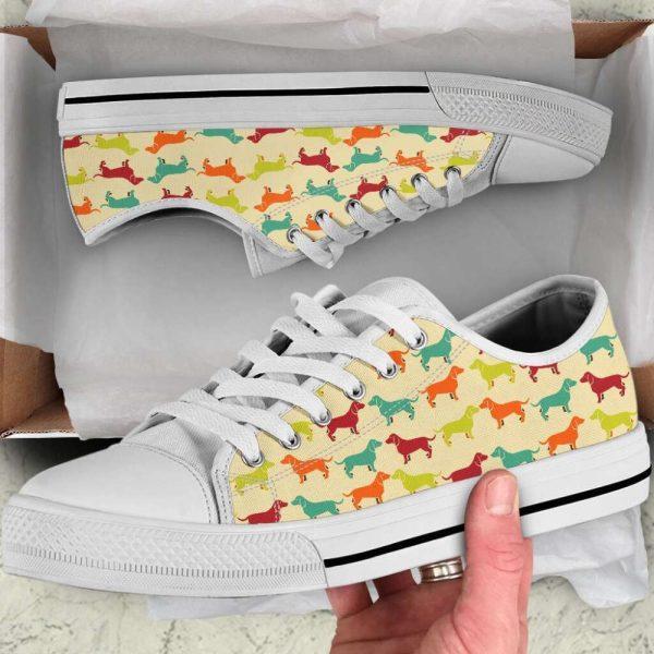 Dachshund Dog Seamless Silhouettes Pattern Low Top Shoes, Gift For Dog Lover
