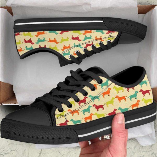 Dachshund Dog Seamless Silhouettes Pattern Low Top Shoes, Gift For Dog Lover