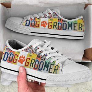 Dog Groomer License Plates Low Top Shoes Canvas Sneakers Gift For Dog Lover 1 ybixmr.jpg
