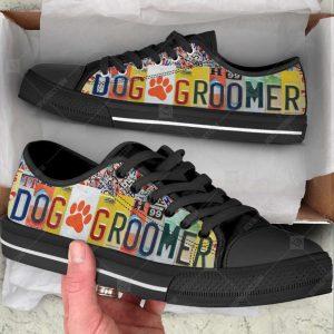 Dog Groomer License Plates Low Top Shoes Canvas Sneakers Gift For Dog Lover 2 bzszoa.jpg