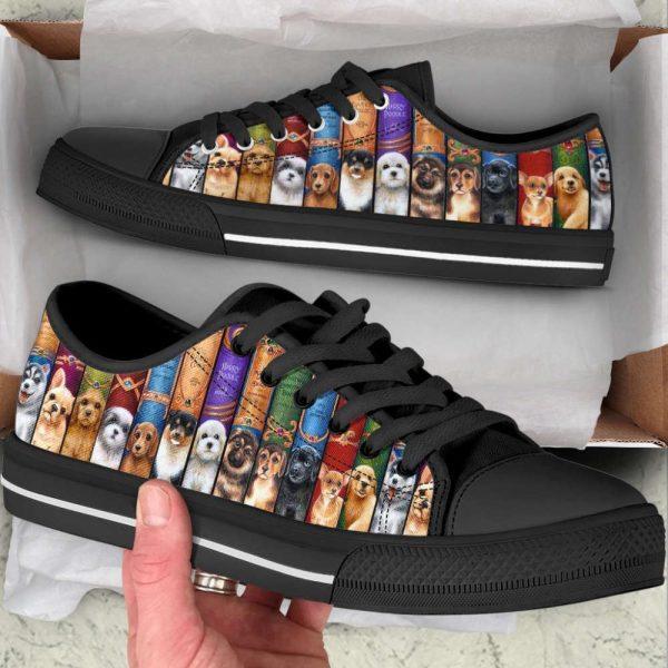 Dog On The Book Low Top Shoes Canvas Sneakers Casual Shoes, Gift For Dog Lover