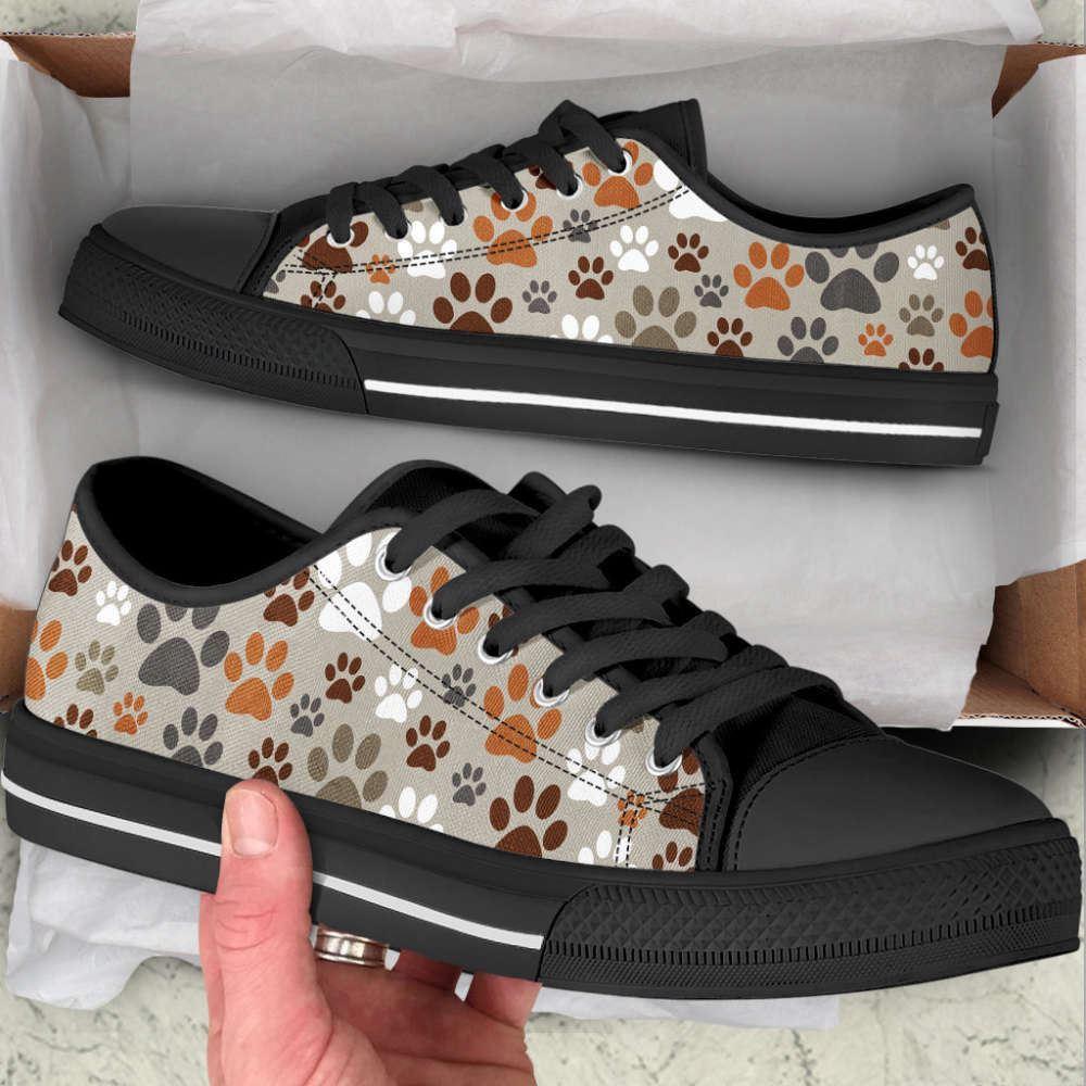 Dog Paw Pattern SK Low Top Shoes Canvas Sneakers Casual Shoes, Gift For Dog Lover