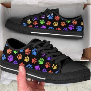 Dog Paw Print Colorfull Pattern Low Top Shoes Canvas Sneakers Gift For Dog Lover 2 dgtow7.jpg