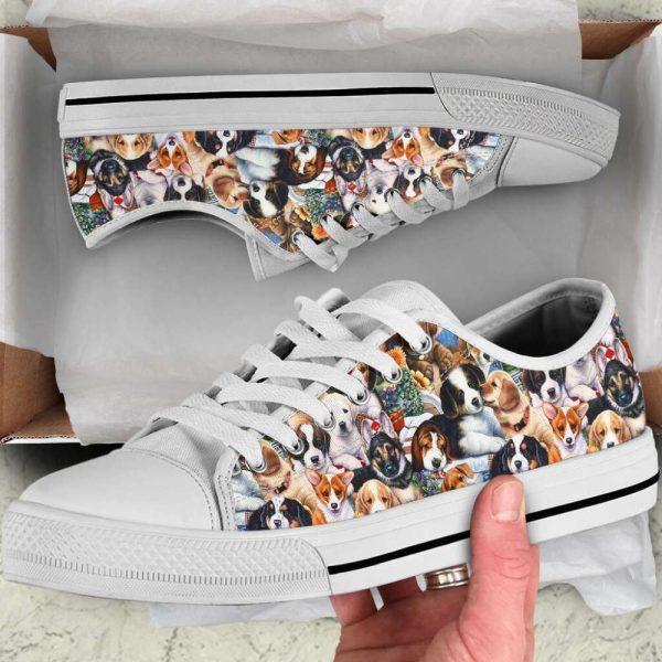 Dog Puppies Breeds Low Top Shoes Canvas Sneakers Casual Shoes, Gift For Dog Lover