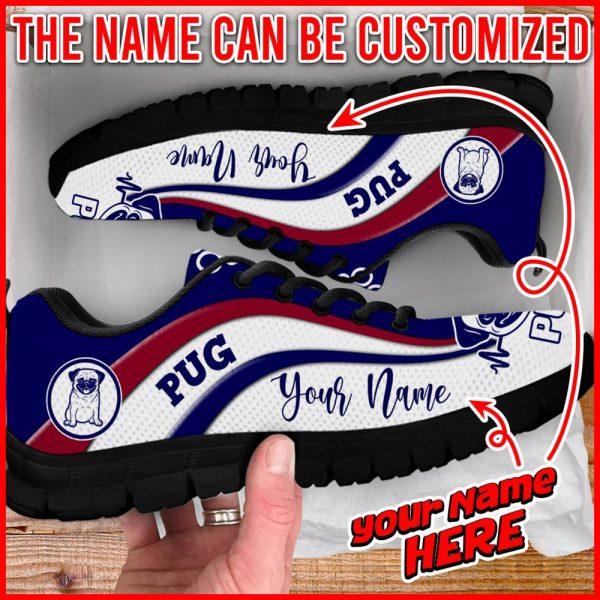 Dog Sneaker, Custom Pug Dog Lover Shoes Symbol Stripes Pattern Sneaker Walking Shoes, Dog Shoes Running, Dog Shoes Near Me