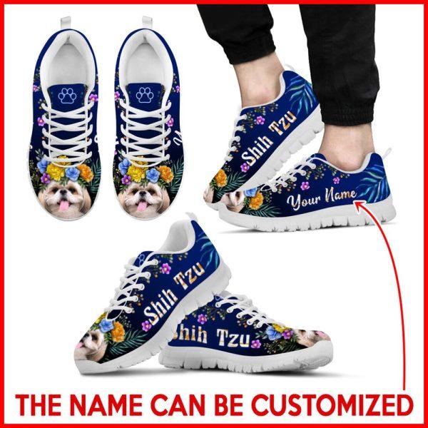 Dog Sneaker, Custom Shih Tzu Dog Lover Shoes Flower Power Sneaker Walking Shoes, Dog Shoes Running, Dog Shoes Near Me