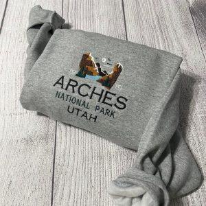 Embroidered Sweatshirts, Arches National Park Embroidered Sweatshirt, Women’s Embroidered Sweatshirts