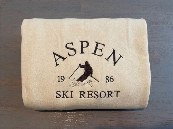 Embroidered Sweatshirts, Aspen Ski Resort Embroidered Sweatshirt, Women’s Embroidered Sweatshirts