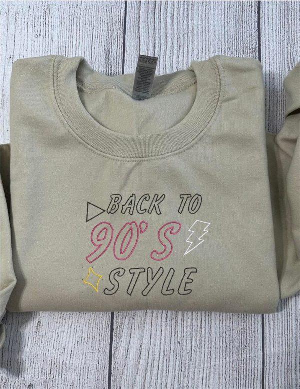 Embroidered Sweatshirts, Back To The 90’S Embroidered Sweatshirt, Women’s Embroidered Sweatshirts