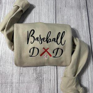 Embroidered Sweatshirts, Baseball Dad Embroidered Sweatshirt, Women’s…