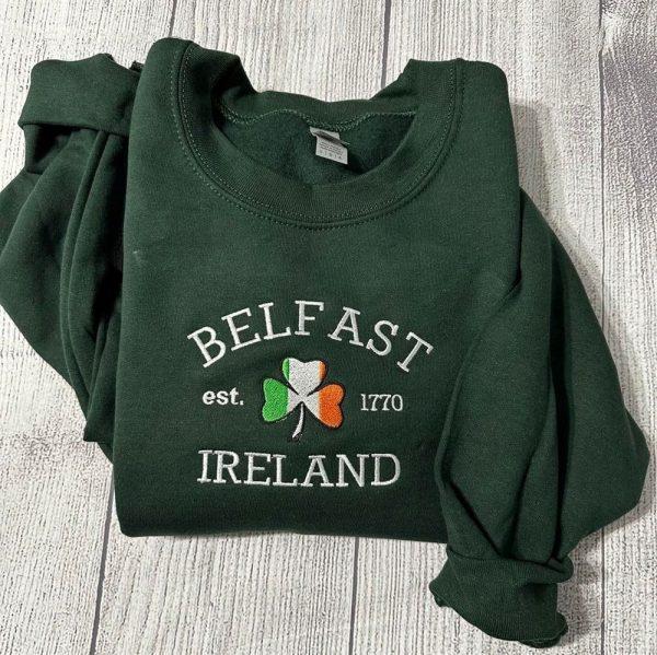 Embroidered Sweatshirts, Belfast Ireland Embroidered Sweatshirt, Women’s Embroidered Sweatshirts