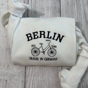 Embroidered Sweatshirts, Berlin Germany Embroidered Sweatshirt, Women’s Embroidered Sweatshirts