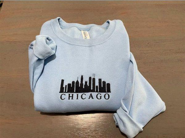 Embroidered Sweatshirts, Chicago Embroidered Sweatshirt, Illinois Sweatshirts,, Women’s Embroidered Sweatshirts