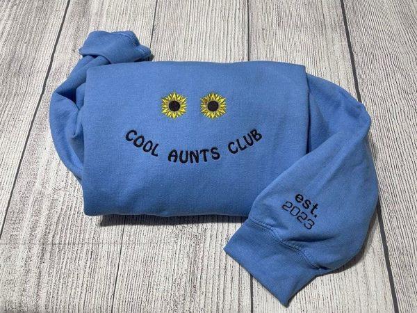 Embroidered Sweatshirts, Cool Aunt Club Embroidered Sweatshirt, Women’s Embroidered Sweatshirts