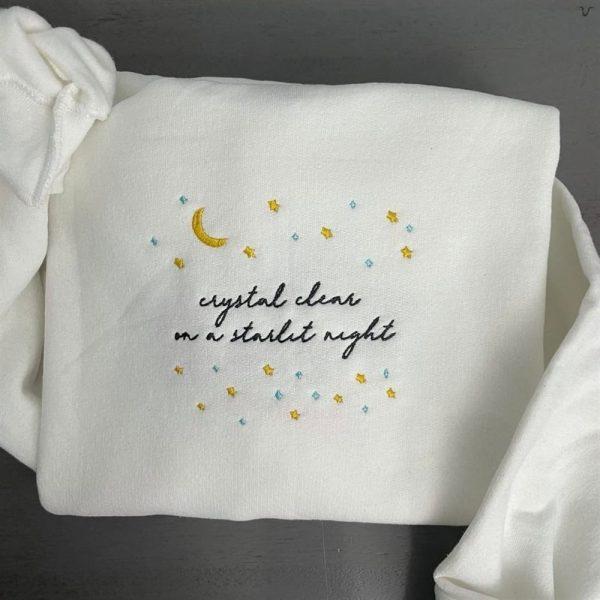 Embroidered Sweatshirts, Crystal Clear On A Starlit Night Sweatshirt, Women’s Embroidered Sweatshirts