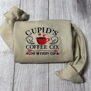 Embroidered Sweatshirts, Cupid Coffee Co Embroidered Sweatshirt,…