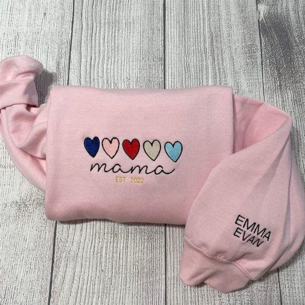 Embroidered Sweatshirts, Custom Mama Embroidered Sweatshirt, Women’s Embroidered Sweatshirts