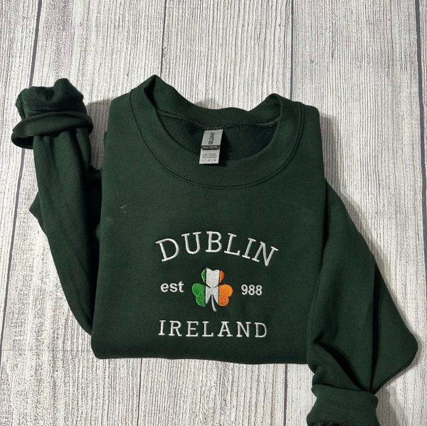 Embroidered Sweatshirts, Dublin Ireland Embroidered Sweatshirt Vintage Dublin Sweatshirt, Women’s Embroidered Sweatshirts