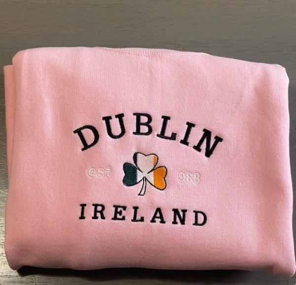 Embroidered Sweatshirts, Dublin Ireland Embroidered Sweatshirt Vintage Dublin Sweatshirt, Women’s Embroidered Sweatshirts