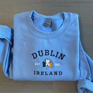 Embroidered Sweatshirts, Dublin Ireland Embroidered Sweatshirt, Women’s…