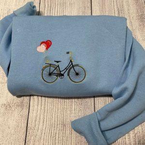 Embroidered Sweatshirts, Embroidered Bicycle Sweatshirt; Valentine Sweatshirt,…
