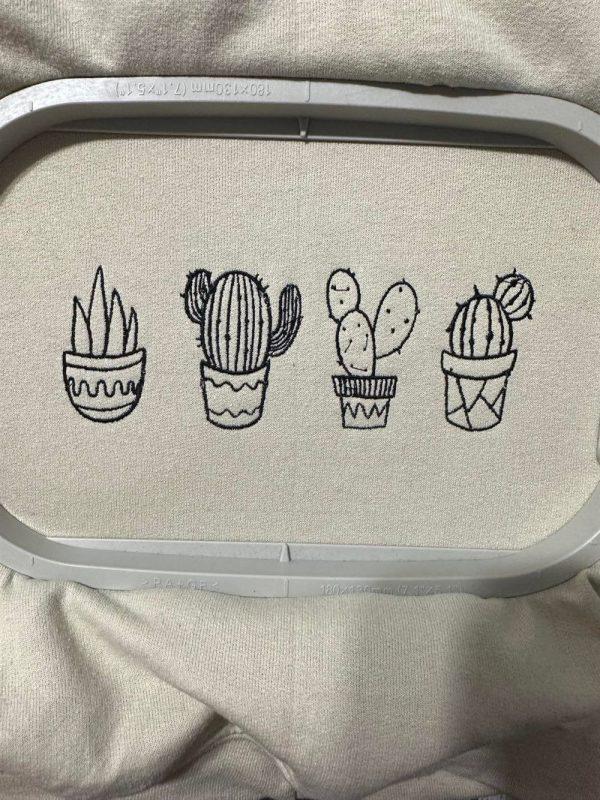 Embroidered Sweatshirts, Embroidered Vintage Cactus Plants Sweatshirt, Women’s Embroidered Sweatshirts
