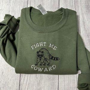 Embroidered Sweatshirts Fight Me Coward Raccoon Embroidered Sweatshirt Women s Embroidered Sweatshirts 2 m2aiey.jpg